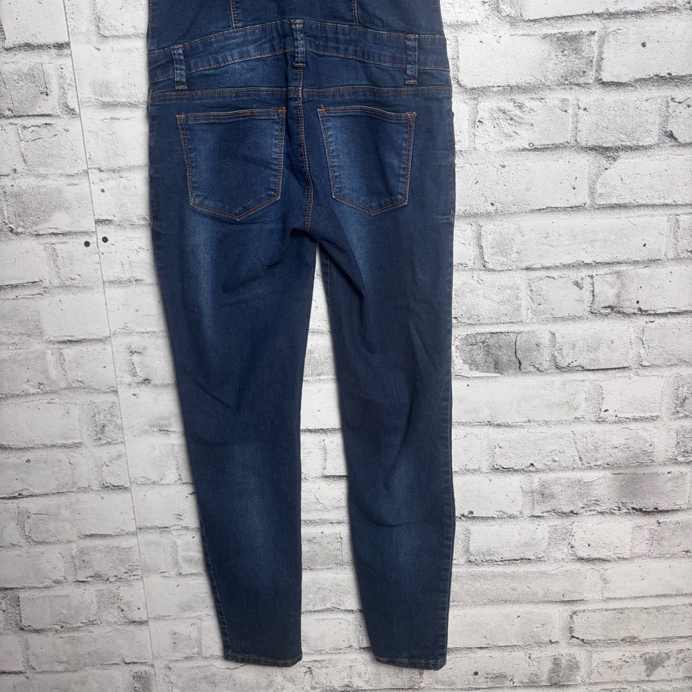 Bluenotes Denim Overalls Jumpsuit Zip Front Fitted Dark Wash - Size Small - Picture 6 of 12